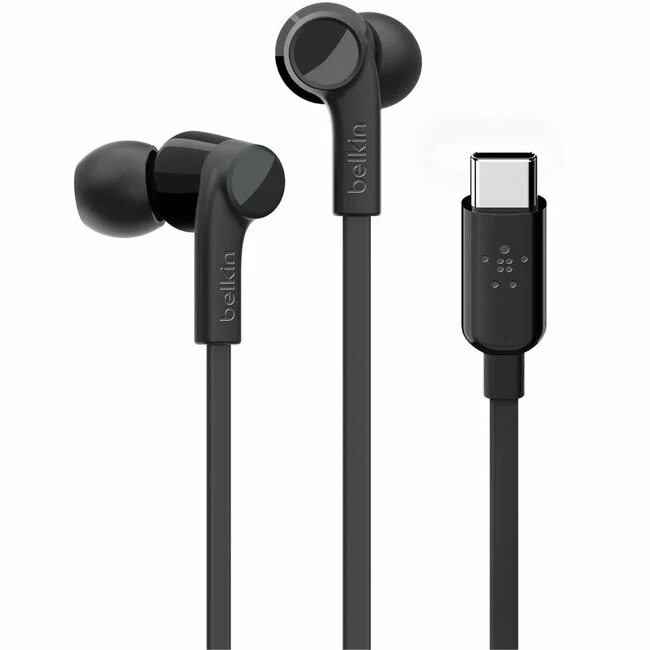 Belkin SoundForm Wired Earbuds with USB-C Connector - USB Type C - Wired - Earbud - Binaural - In-ear - 4 ft Cable - Black