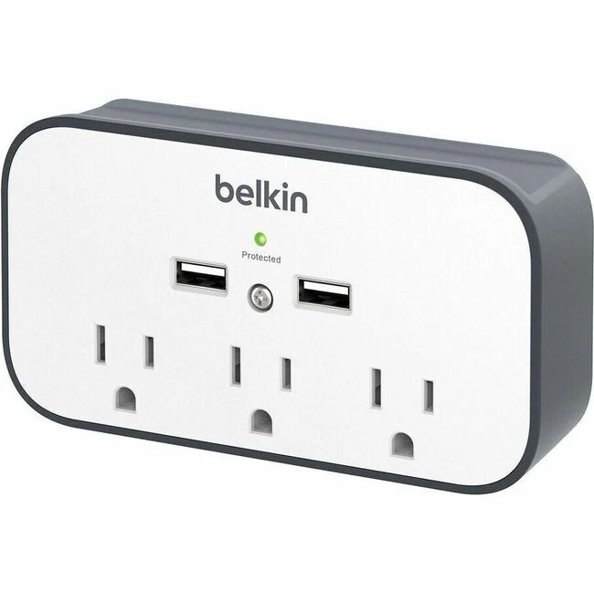 Belkin USB Wall Mount Surge Protector With Cradle - 3 x AC Power, 2 x USB Type A - 540 J - 120 V AC Input