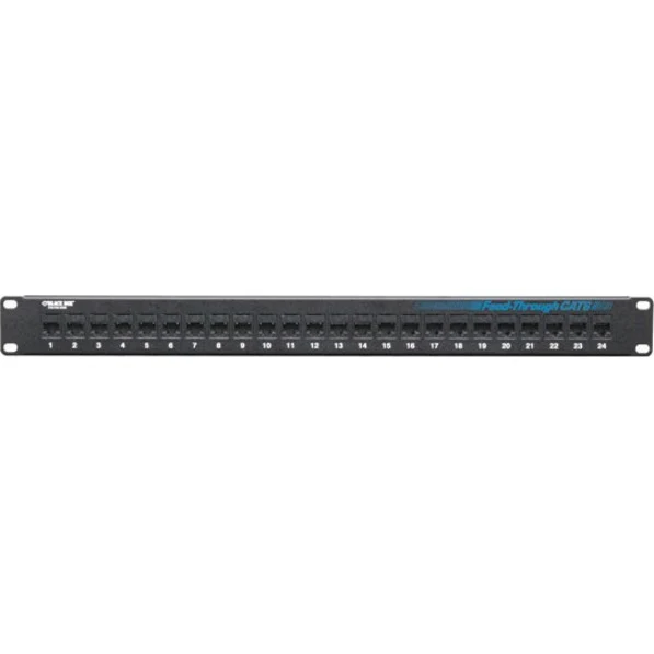 Black Box CAT6 Patch Panel - Feed-Through, 1U, Unshielded, 24-Port