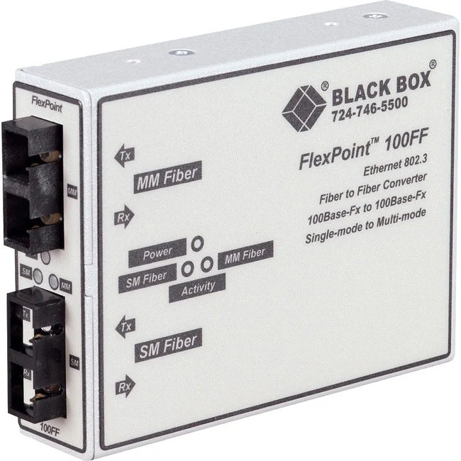 Black Box FlexPoint Fiber-to-Fiber Mode Converter - 2 x SC - 100Base-FX - Wall-mountable