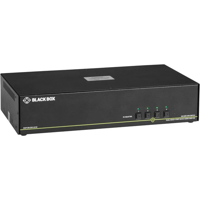 Black Box KVM Switchbox with CAC - 4 Computer(s) - 1 Local User(s) - 3840 x 2160 - 6 x USB - 10 x DVI - Desktop - TAA Compliant