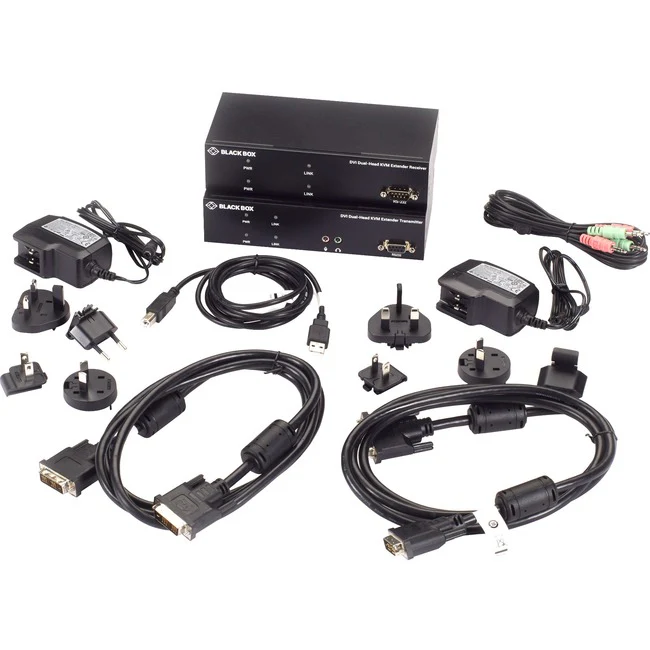 Black Box KVXLC-200-R2 KVM Extender - 1 Computer(s) - 1 Local User(s) - 328.08 ft Range - WUXGA - 1920 x 1200 Maximum Video Resolution - 1 x USB - 2 x DVI - 5 V DC Input Voltage - Desktop - TAA Compliant