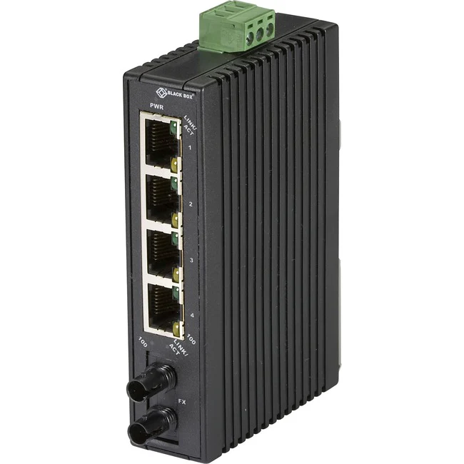 Black Box LBH 120 Ethernet Switch - 5 Ports - 10/100Base-TX, 100Base-X - TAA Compliant - 2 Layer Supported - Twisted Pair, Optical Fiber - Rail-mountable, DIN Rail Mountable - 5 Year Limited Warranty