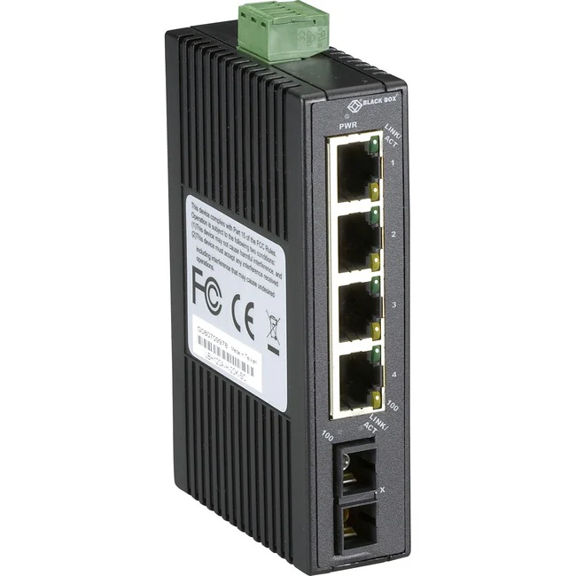 Black Box LBH120 Ethernet Switch - 4 Ports - TAA Compliant - 2 Layer Supported - Twisted Pair, Optical Fiber - DIN Rail Mountable - 5 Year Limited Warranty