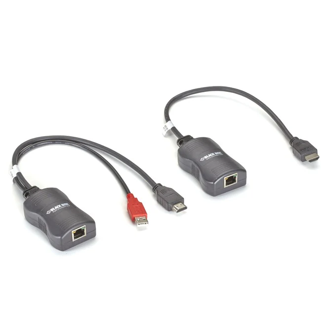 Black Box Line-Powered Extender Kit - HDMI Over CATx - 1 Input Device - 1 Output Device - 164.04 ft Range - 2 x Network (RJ-45) - 1 x USB - 1 x HDMI In - 1 x HDMI Out - WUXGA - 1920 x 1200 - Twisted Pair - Category 7 - TAA Compliant