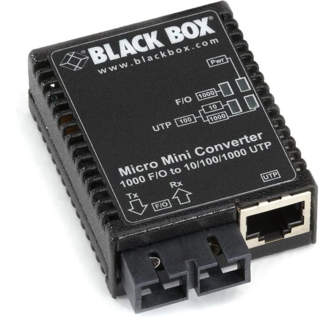 Black Box Micro Mini LMC4004A Transceiver/Media Converter - 1 x Network (RJ-45) - 1 x SC Ports - DuplexSC Port - USB - Single-mode - Gigabit Ethernet - 1000Base-T, 1000Base-X - 7.46 Mile - Power Supply - Wall Mountable - TAA Compliant