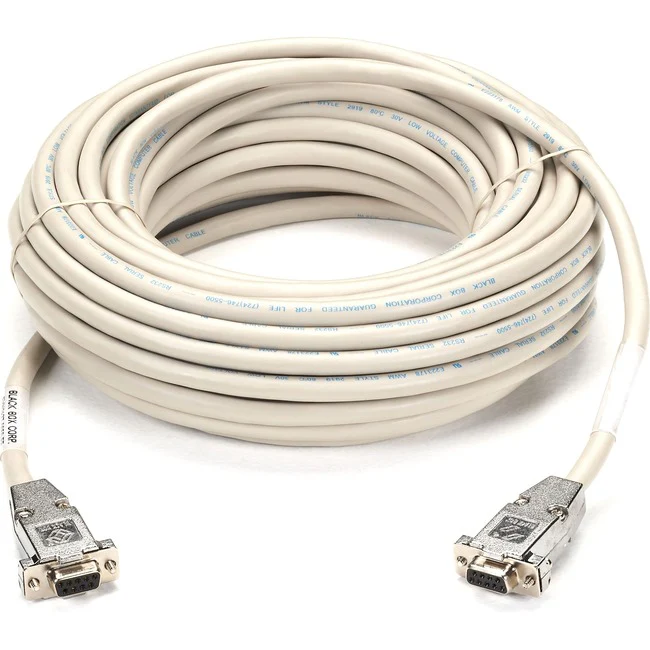 Black Box RS232 Shielded Null Modem Cable - Metal Hood, DB9 Female/Female, 50-ft. (15.2-m)