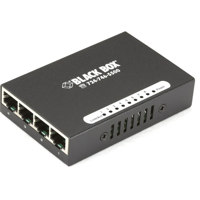 Black Box USB-Powered 10/100 8-Port Switch - 8 Ports - 10/100Base-TX - TAA Compliant - 2 Layer Supported - Desktop - 1 Year Limited Warranty