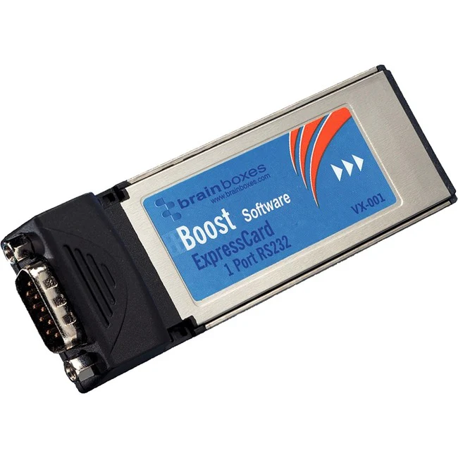 Brainboxes 1 Port RS232 ExpressCard Serial Adapter with Integrated Connector - Plug-in Module - ExpressCard - PC - 1 x Number of Serial Ports External - TAA Compliant