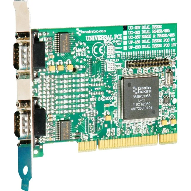 Brainboxes 2 Port RS232 PCI Serial Port Card - Full-height Plug-in Card - Universal PCI - PC - 2 x Number of Serial Ports External
