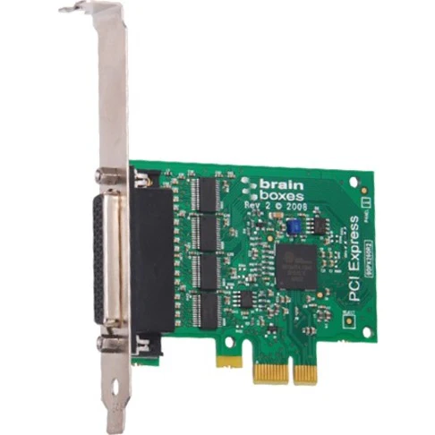 Brainboxes 4 Port RS232 PCI Express Serial Card - PCI Express x1 - 4 x DB-9 RS-232 - Serial, Via Cable (Optional) - Plug-in Card - TAA Compliant