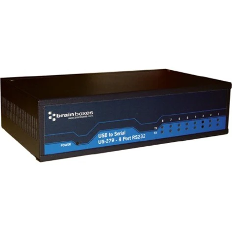 Brainboxes 8 Port RS232 USB to Serial Adapter - USB 2.0 - DIN Rail Mountable, Wall-mountable - TAA Compliant