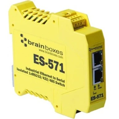 Brainboxes Isolated Industrial Ethernet to Serial 1xRS232/422/485 + Ethernet Switch - DIN Rail Mountable - PC, Linux - 1 x Number of Serial Ports External - TAA Compliant