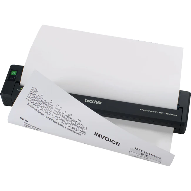 Brother PocketJet 6 Plus Direct Thermal Printer - Monochrome - Portable - Thermal Paper Print - USB - Bluetooth - Battery Included - 10 Second Mono - 300 dpi - 8.50" Label Width