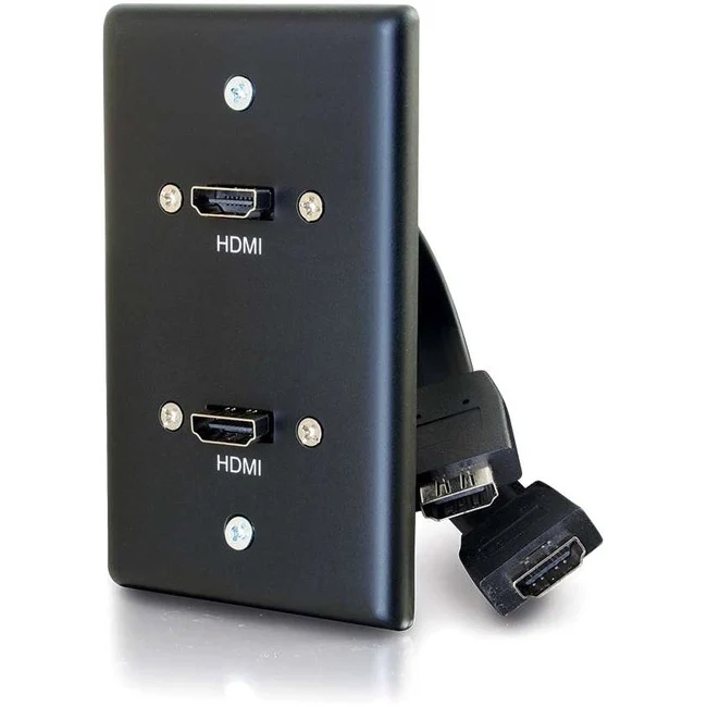 C2G 1-Gang Dual HDMI Pass Through Wall Plate - Black