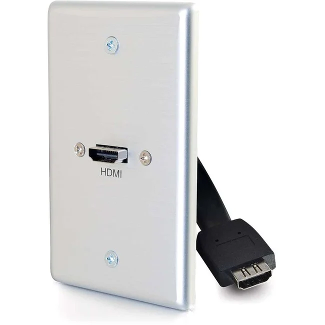 C2G 1-Gang HDMI Pass Through Wall Plate - Brushed Aluminum