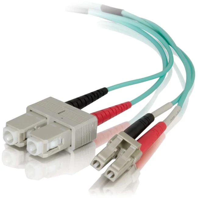 C2G 25m LC-SC 50/125 OM4 Duplex Multimode PVC Fiber Optic Cable - Aqua