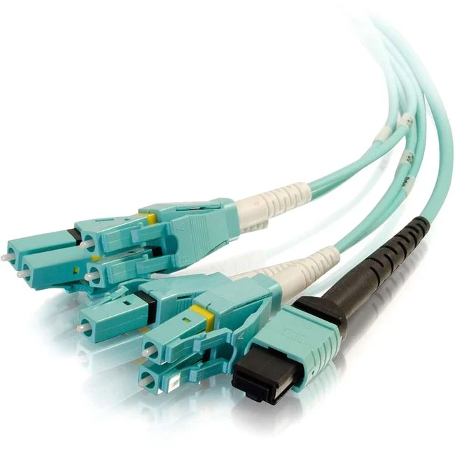 C2G 2m MPO to 4 Duplex LC Fiber Breakout Cables OM4 Riser Rated (OFNR)