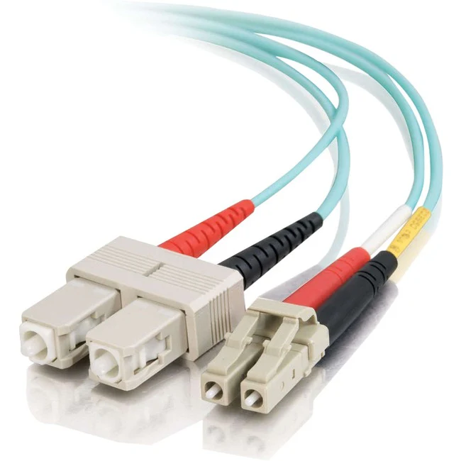 C2G 7m LC-SC 10Gb 50/125 OM3 Duplex Multimode PVC Fiber Optic Cable - Aqua