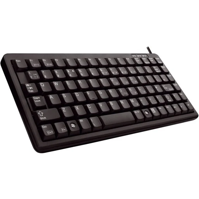 CHERRY G84-4100 Ultraslim Black Wired Mechanical Keyboard - Compact - USB & PS/2 Connectors - TAA Compliant - Laser Etched Keycaps