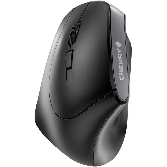 CHERRY MW 4500 Left Wireless Ergonomic Mouse - Optical - Wireless - 2.40 GHz - Black - USB - 1200 dpi - Scroll Wheel - 6 Button(s) - 2 Programmable Button(s) - Left-handed