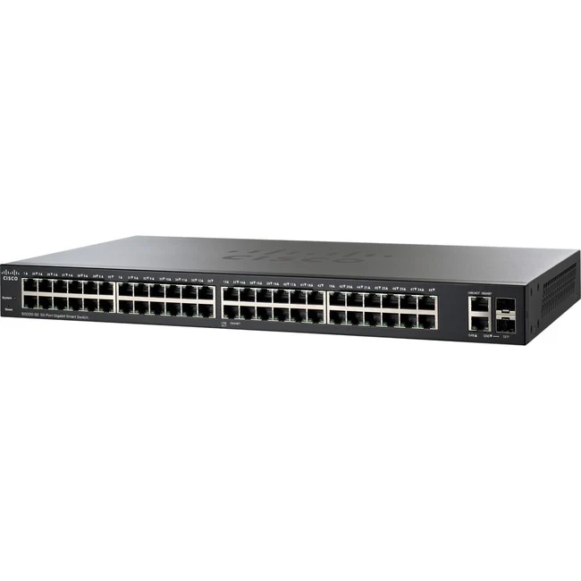 Cisco 50-Port Gigabit Smart Plus Switch - 50 Ports - Manageable - 10/100/1000Base-T, 1000Base-X - Refurbished - 2 Layer Supported - Modular - 2 SFP Slots - 39.90 W Power Consumption - Twisted Pair, Optical Fiber - 1U High - Rack-mountable, Wall Mountable,