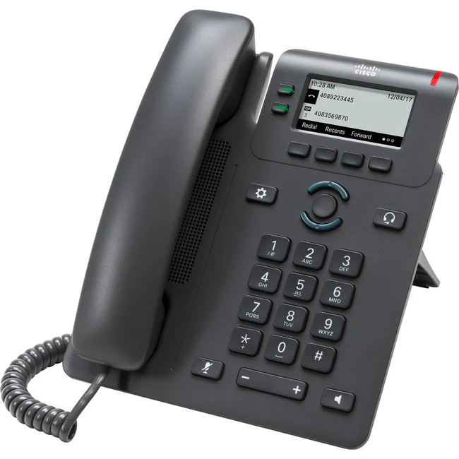 Cisco 6821 IP Phone - Corded - Corded - Wall Mountable, Desktop - Charcoal - 2 x Total Line - VoIP - 2 x Network (RJ-45) - PoE Ports