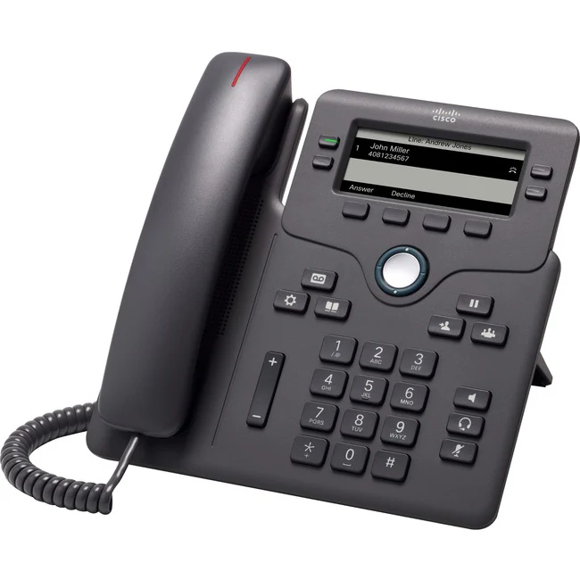 Cisco 6851 IP Phone - Corded - Corded - Wall Mountable, Desktop - Charcoal - 4 x Total Line - VoIP - 2 x Network (RJ-45) - PoE Ports