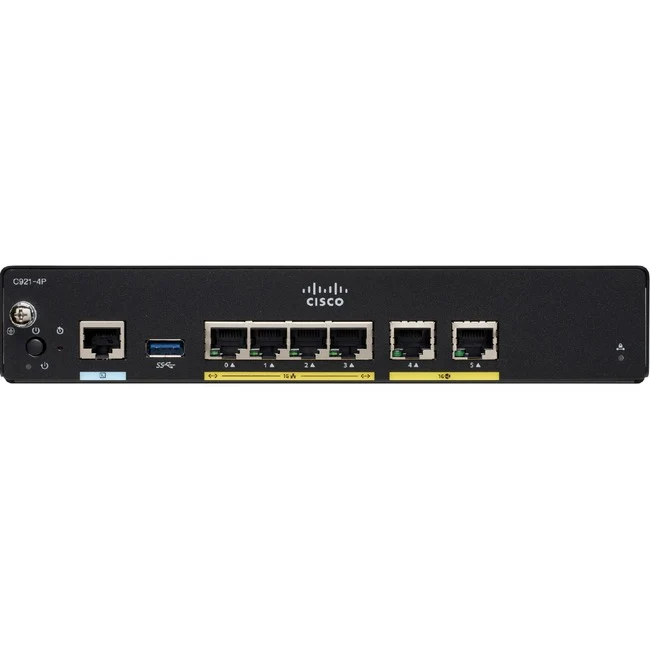 Cisco C931-4P 1 SIM Cellular, Ethernet, ADSL2, VDSL2+ Modem/Wireless Router - 4G - LTE 800, LTE 2100, LTE 700, LTE 900, LTE 2600, LTE 1800 - LTE, UMTS, HSPA+, EDGE, GPRS(1 x External) - 4 x Network Port - 2 x Broadband Port - USB - Gigabit Ethernet - VPN