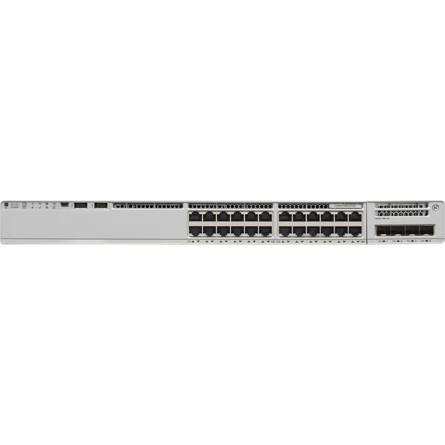 Cisco Catalyst 9200 24-port PoE+ Switch. Network Essentials - 24 Ports - Manageable - Gigabit Ethernet, 10 Gigabit Ethernet - 10/100/1000Base-T, 10GBase-X - 3 Layer Supported - Modular - Twisted Pair, Optical Fiber - Rack-mountable - Lifetime Limited Warr