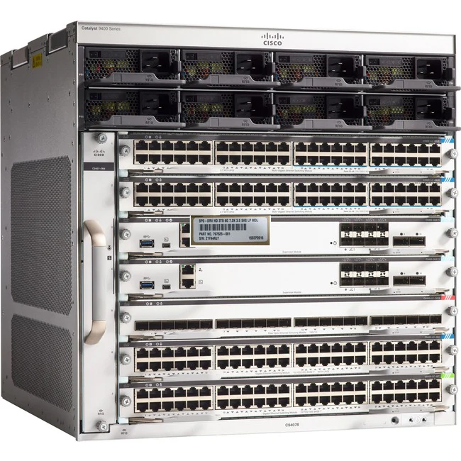 Cisco Catalyst 9400 Series 7 Slot Chassis - Manageable - Gigabit Ethernet - 10/100/1000Base-T - 3 Layer Supported - Modular - 10U High - Rack-mountable