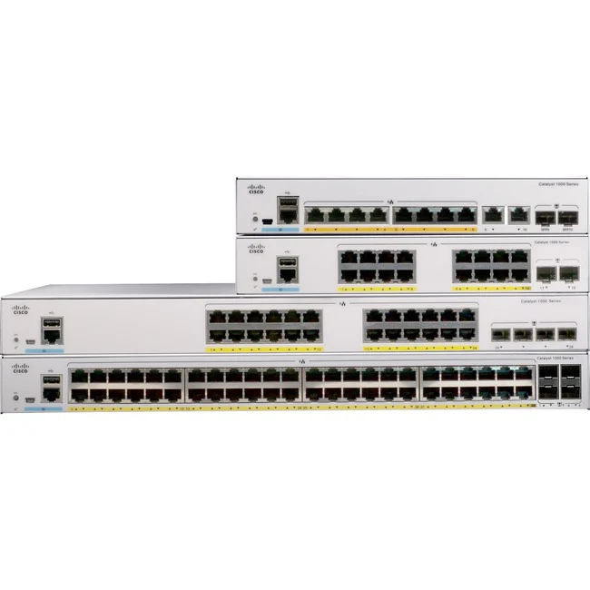 Cisco Catalyst C1000-16FP Ethernet Switch - 16 Ports - Manageable - Gigabit Ethernet - 10/100/1000Base-T, 1000Base-X - Refurbished - 2 Layer Supported - Modular - 2 SFP Slots - Twisted Pair, Optical Fiber - PoE Ports - Rack-mountable - Lifetime Limited Wa