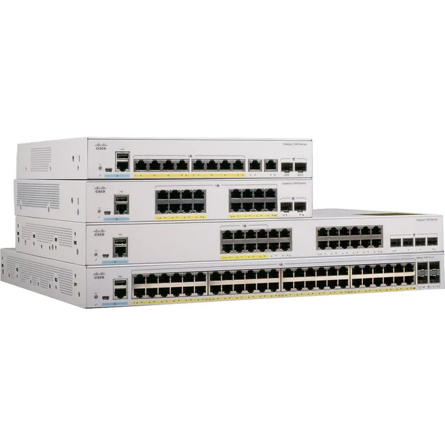 Cisco Catalyst C1000-24FP-4X-L Ethernet Switch - 24 Ports - Manageable - Gigabit Ethernet, 10 Gigabit Ethernet - 10/100/1000Base-T, 10GBase-X - 2 Layer Supported - Modular - 370 W PoE Budget - Twisted Pair, Optical Fiber - 1U High - Rack-mountable - Lifet