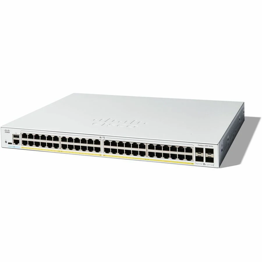 Cisco Catalyst C1200-48T-4X Ethernet Switch - 48 Ports - Manageable - 10 Gigabit Ethernet - 10/100/1000Base-T, 10GBase-X - 3 Layer Supported - Modular - 50.58 W Power Consumption - Optical Fiber, Twisted Pair - 1U High - Rack-mountable