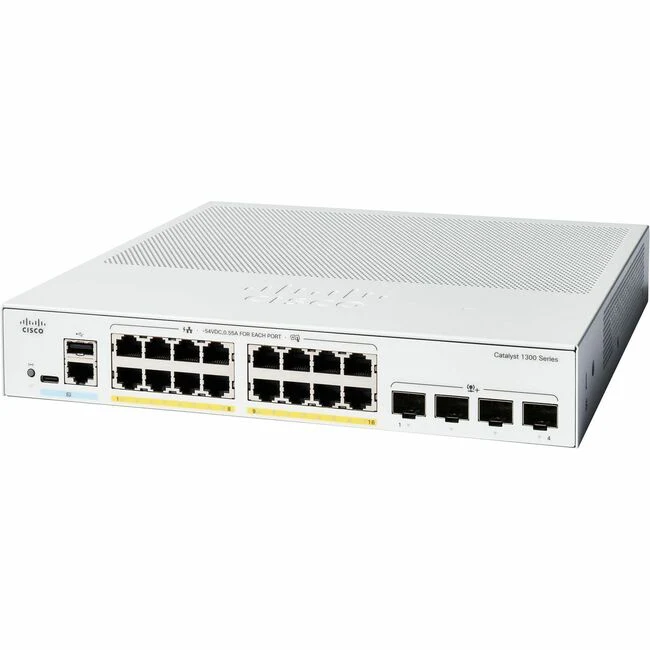Cisco Catalyst C1300-16P-4X Ethernet Switch - 16 Ports - Manageable - 10 Gigabit Ethernet - 10/100/1000Base-T, 10GBase-X - 3 Layer Supported - Modular - 279.80 W Power Consumption - 120 W PoE Budget - Optical Fiber, Twisted Pair - PoE Ports - 1U High - Ra