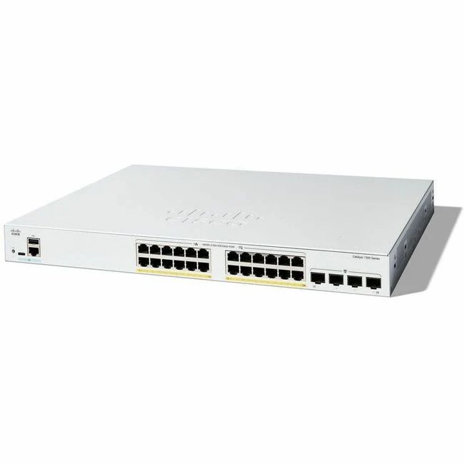 Cisco Catalyst C1300-24FP-4G Ethernet Switch - 24 Ports - Manageable - Gigabit Ethernet - 10/100/1000Base-T, 1000Base-X - 3 Layer Supported - Modular - 4 SFP Slots - 438.30 W Power Consumption - 370 W PoE Budget - Optical Fiber, Twisted Pair - PoE Ports -