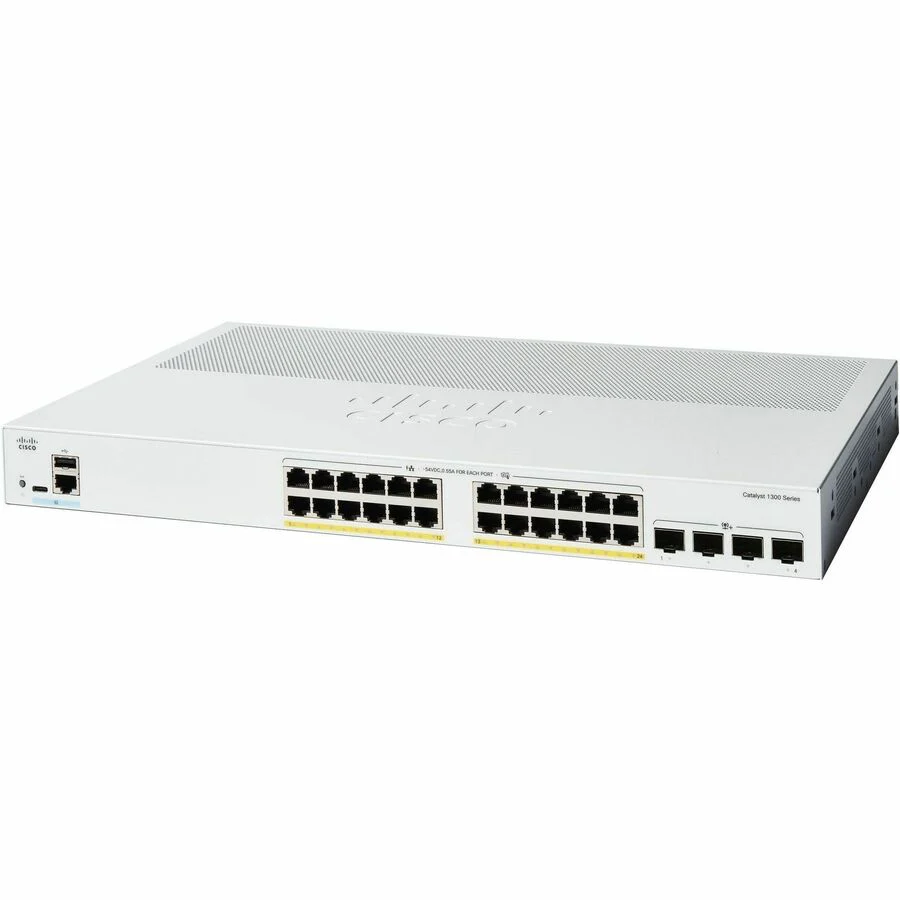 Cisco Catalyst C1300-24P-4X Ethernet Switch - 24 Ports - Manageable - 10 Gigabit Ethernet - 10/100/1000Base-T, 10GBase-X - 3 Layer Supported - Modular - 236.90 W Power Consumption - 195 W PoE Budget - Optical Fiber, Twisted Pair - PoE Ports - 1U High - Ra