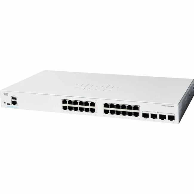 Cisco Catalyst C1300-24T-4X Ethernet Switch - 24 Ports - Manageable - 10 Gigabit Ethernet - 10/100/1000Base-T, 10GBase-X - 3 Layer Supported - Modular - 27.25 W Power Consumption - Optical Fiber, Twisted Pair - 1U High - Rack-mountable
