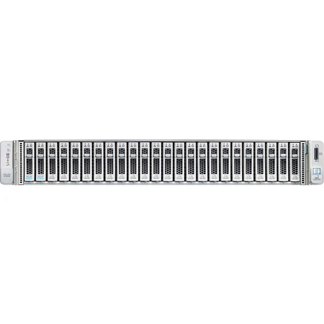 Cisco HyperFlex HyperFlex HX240 M5 Edge Barebone System - 2U Rack-mountable - 2 x Processor Support - Intel C621 Chip - 3 TB DDR4 SDRAM Maximum RAM Support - 24 Total Memory Slots - 12Gb/s SAS RAID Supported Controller - Matrox G200e 16 MB Graphic(s) - 2