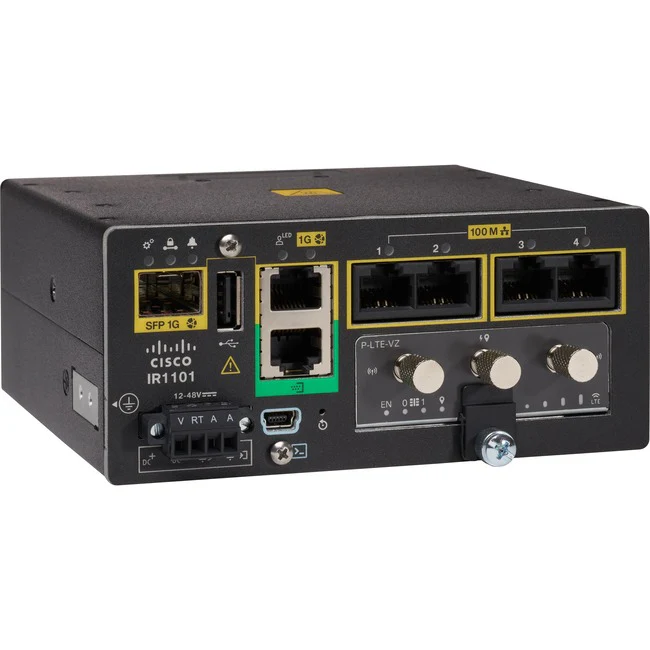 Cisco IR1101 Integrated Services Router Rugged - 5 Ports - 5 RJ-45 Port(s) - Management Port - 2 - Gigabit Ethernet - Wall Mountable - 5 Year