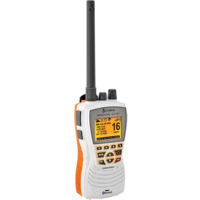 Cobra DSC Floating VHF Marine Radio with Built-in GPS & Bluetooth (White) - For MarineVHF - 16/9/Tri Instant - 6 W - Handheld