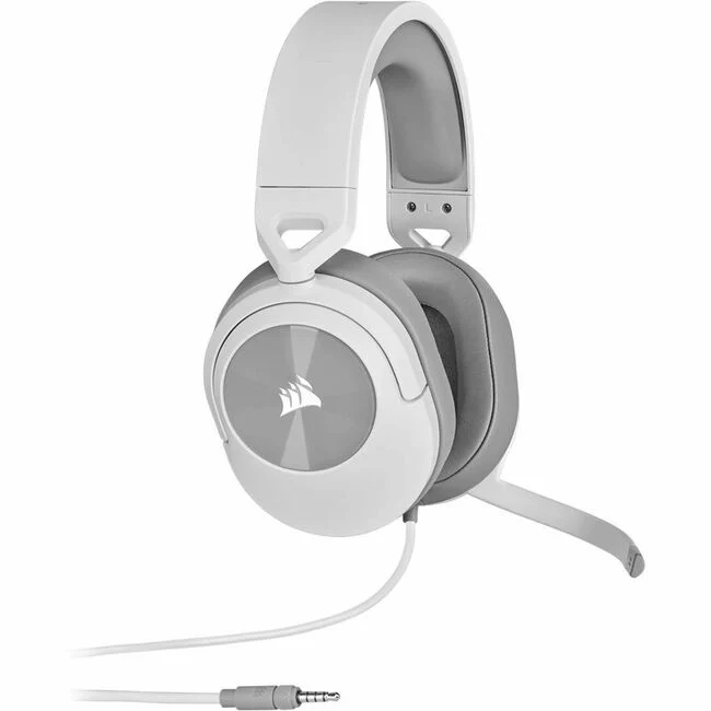 Corsair HS55 STEREO Wired Gaming Headset - White - Stereo - Mini-phone (3.5mm) - Wired - 32 Ohm - 20 Hz - 20 kHz - Over-the-head - Binaural - Circumaural - 5.91 ft Cable - Omni-directional, Uni-directional Microphone - Noise Canceling - White