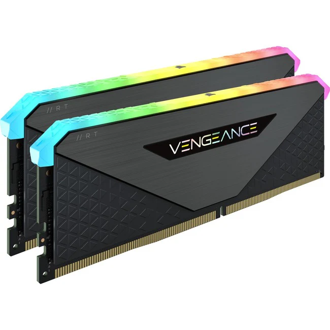 Corsair Vengeance RGB RT 32GB (2 x 16GB) DDR4 DRAM 3200MHz C16 Memory Kit - Black - For Motherboard, Desktop PC - 32 GB (2 x 16GB) - DDR4-3200/PC4-25600 DDR4 SDRAM - 3200 MHz - CL16 - 1.35 V - Non-ECC - Unbuffered - 288-pin - DIMM - Lifetime Warranty