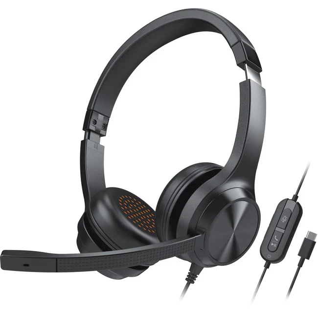 Creative Chat USB Headset - Stereo - USB Type C - Wired - 20 Hz - 2 kHz - On-ear - Binaural - Ear-cup - 6.89 ft Cable - Noise Cancelling, Condenser Microphone