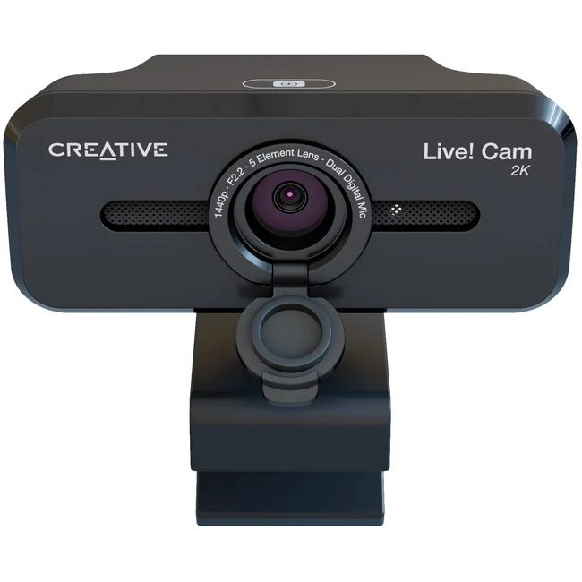 Creative Live! Cam Sync V3 2K QHD USB Webcam with 4X Digital Zoom (4 Zoom Modes from Wide Angle to Narrow Portrait View), Privacy Lens, 2 Mics, for PC and Mac - 2560 x 1440 Video - CMOS Sensor - 95° Angle - 4x Digital Zoom - Microphone - Computer, Not