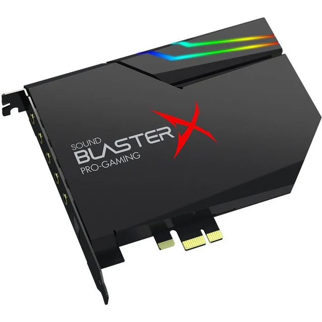 Creative Sound BlasterX AE-5 Plus Sound Card - 122 bit DAC Data Width - 7.1 Sound Channels - Internal - PCI Express - 122 dB - 4 Byte 384 kHz Maximum Playback Sampling Rate - 1 x Number of Headphone Ports - 3 x Number of Audio Line Out - 1 x Number of Dig