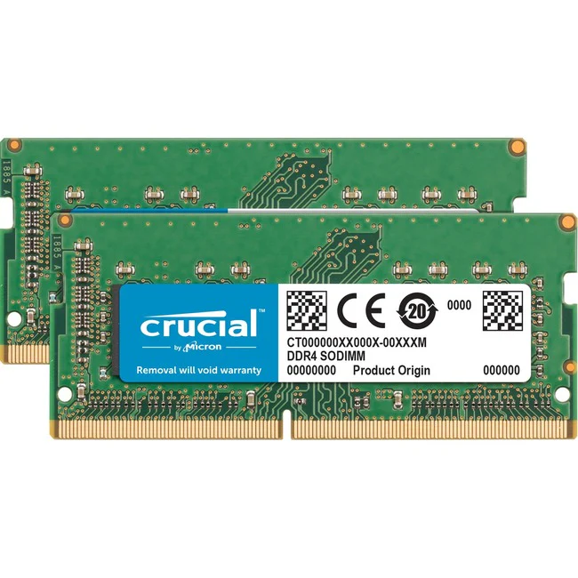 Crucial 32GB (2 x 16GB) DDR4 SDRAM Memory Kit - 32 GB (2 x 16GB) - DDR4-2400/PC4-19200 DDR4 SDRAM - 2400 MHz - CL17 - 1.20 V - Non-ECC - Unbuffered - 260-pin - SoDIMM - Lifetime Warranty