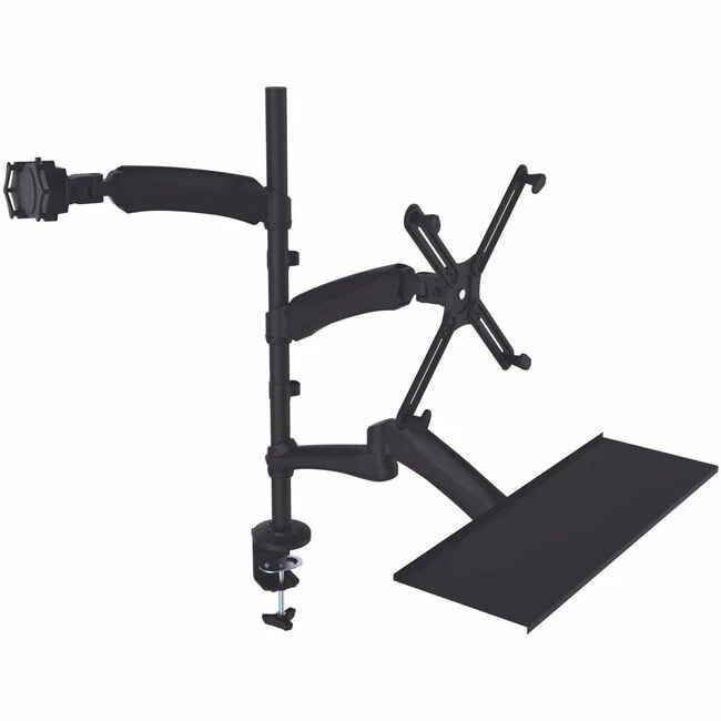CTA Digital 2-in-1 Adjustable Monitor and Tablet Mount Stand with Keyboard Tray