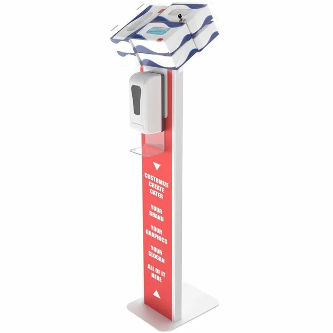CTA Digital Premium Locking Sanitizing Station Stand with Graphic Card Slot (White)