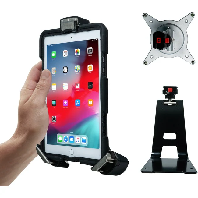 CTA Digital Tri-Grip Tablet Security Clasp with Quick-Connect Base and VESA Mount